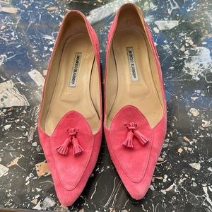 Manolo Blahnik suede, pink flats size 39
